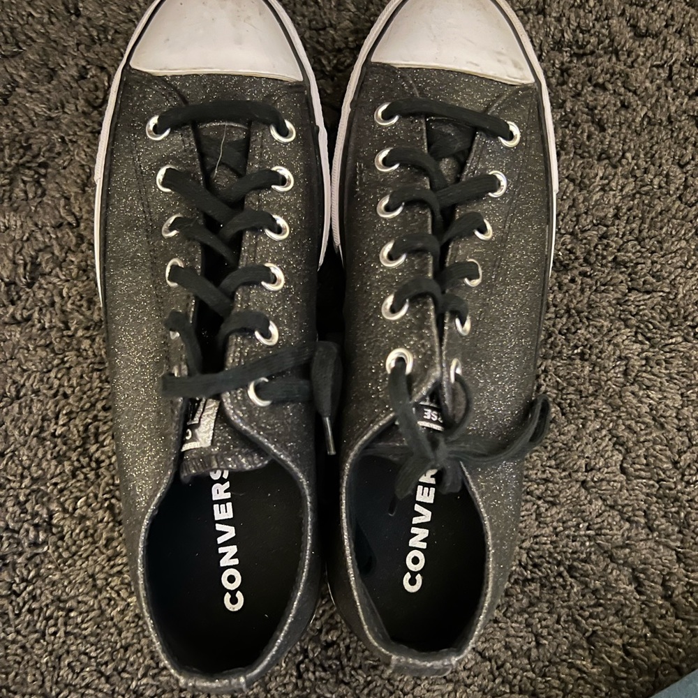 Sparkly Black Low top Converse